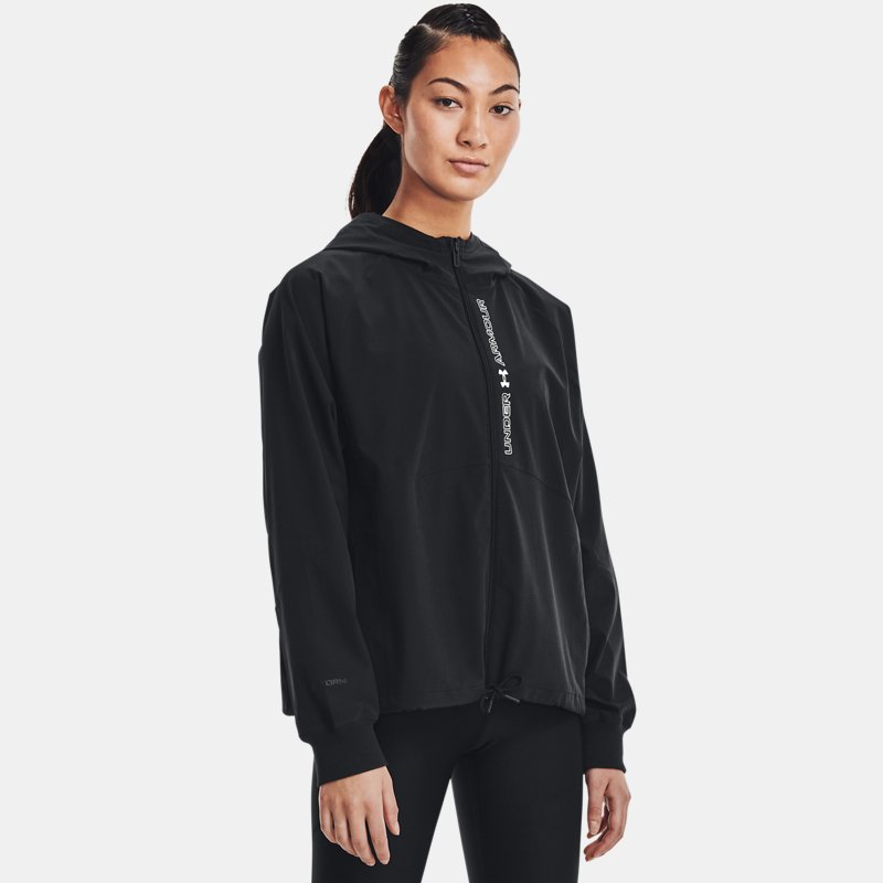 Women's  Under Armour  Woven Full-Zip Jacket Black / Black / White XS